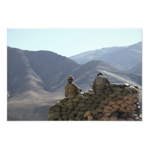soldiers run communications equipment photo print