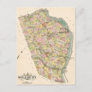 Solebury PA Vintage Map Postcard