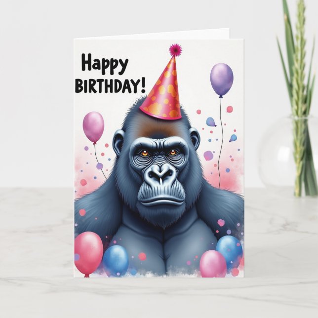 Solemn Monkey Birthday Card (Front)