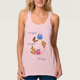 Solf Pink Customisable Butterfly Owl T-Shirt Singlet