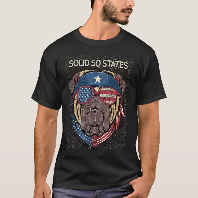 Solid 50 States American Proud USA Honored Patriot T-Shirt (Front)