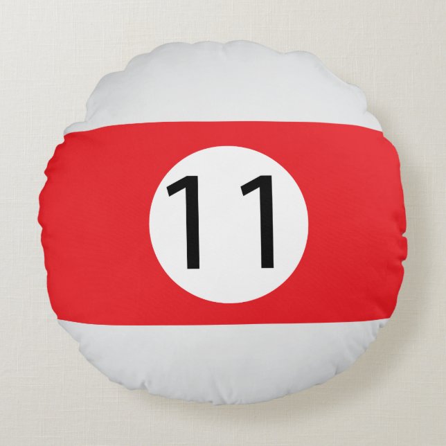 Solid and Stripe Billiard Balls #11 Collect all 15 Round Cushion (Front)