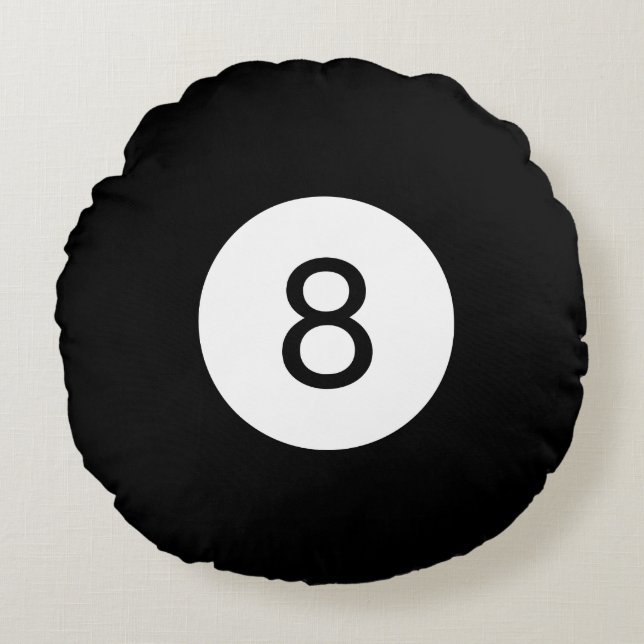 Solid and Stripe Billiard Balls #8 Collect all 15 Round Cushion (Front)