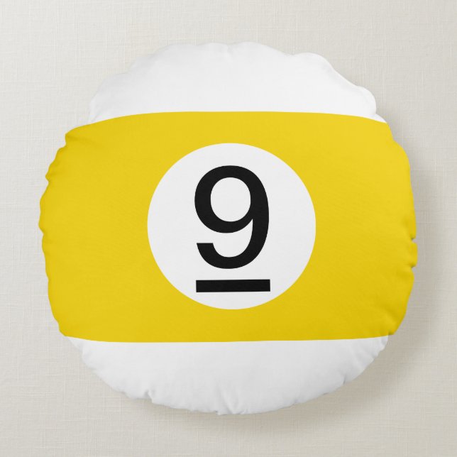 Solid and Stripe Billiard Balls #9 Collect all 15 Round Cushion (Front)