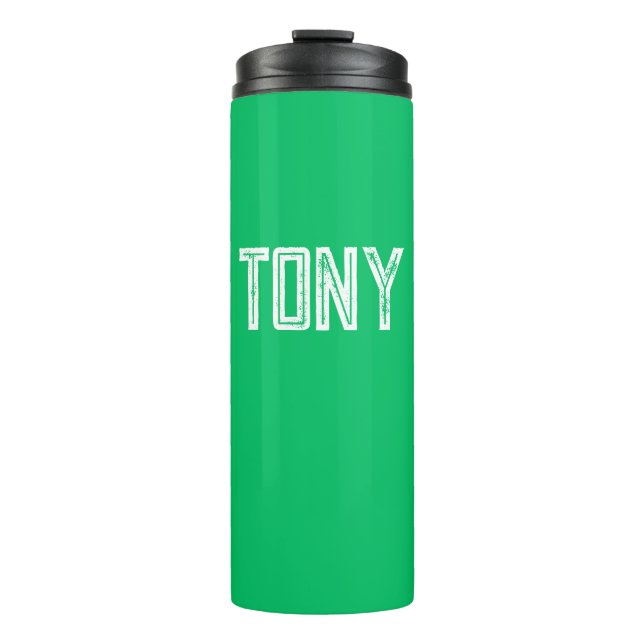 Solid Apple Green Custom Name Monogram Thermal Tumbler (Front)