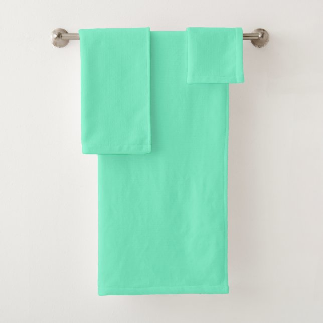 Solid aquamarine aqua mint bath towel set (Insitu)