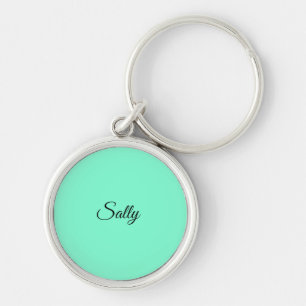 Solid Aquamarine Name Key Ring