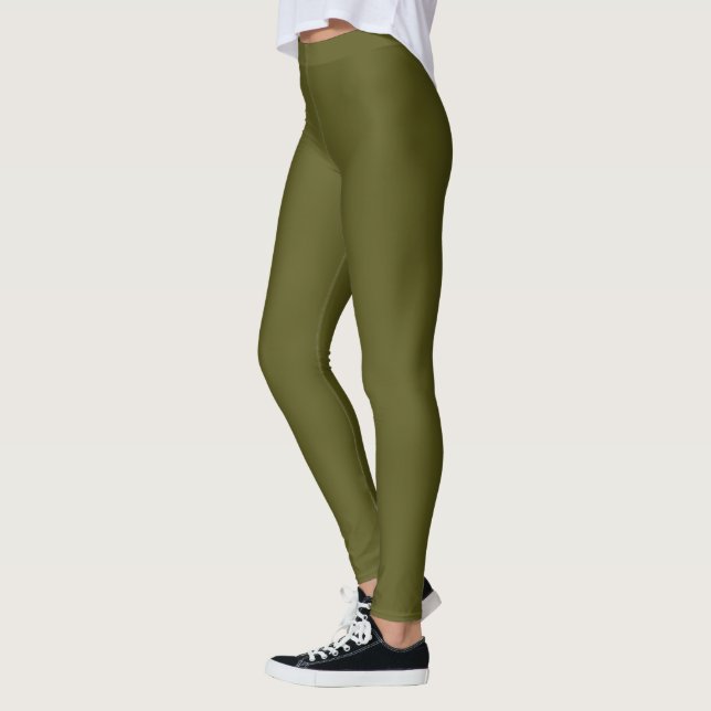 Solid Army Green Decor on Leggings (Left)