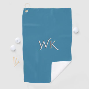 Solid Astral Blue Monogram Golf Towel