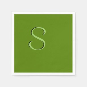 Solid Avocado Green Initialised Napkin