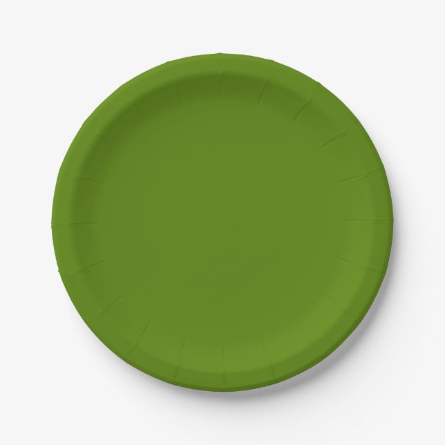Solid Avocado Green Paper Plate (Front)