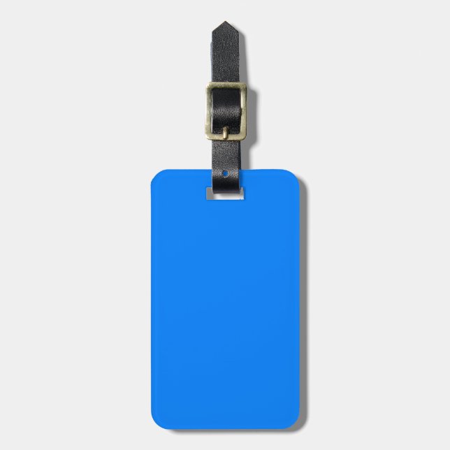 Solid Azure Blue Luggage Tag (Front Vertical)