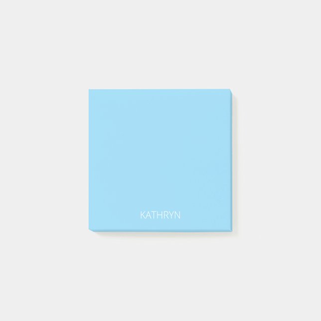 solid baby blue personalised post-it notes (Front)