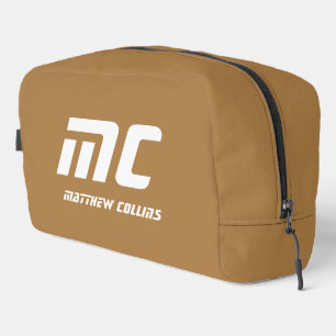 Solid Beige Monogram Name Text Simple for Him Dopp Kit