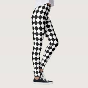 Solid Black and Classic White Chevron Pattern Leggings