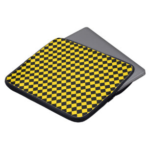 Solid Black and Gold Chevron Pattern Laptop Sleeve