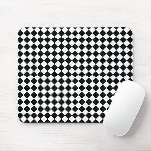Solid Black and White Chevron Pattern Mouse Pad