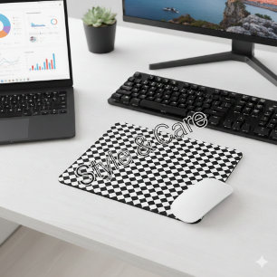 Solid Black and White Chevron Pattern Mouse Pad