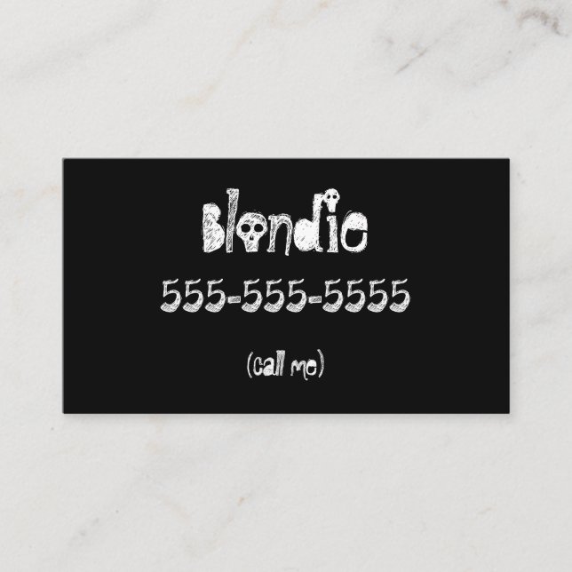 Solid Black Goth Call Me Cards (Front)