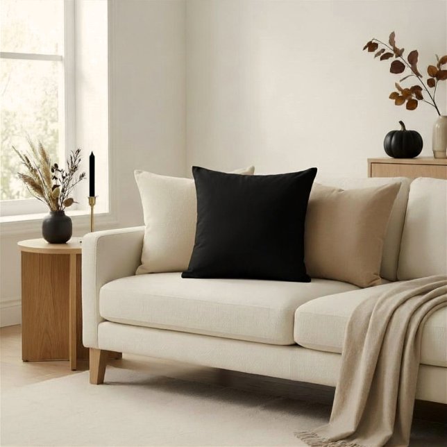 Solid Black Halloween Accent Throw Pillow Decor (Creator Uploaded)