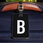 Solid Black Monogram Initial Travel Luggage Tag<br><div class="desc">Easily change the monogram initial on the front and name and address on the back of the black luggage tag.</div>