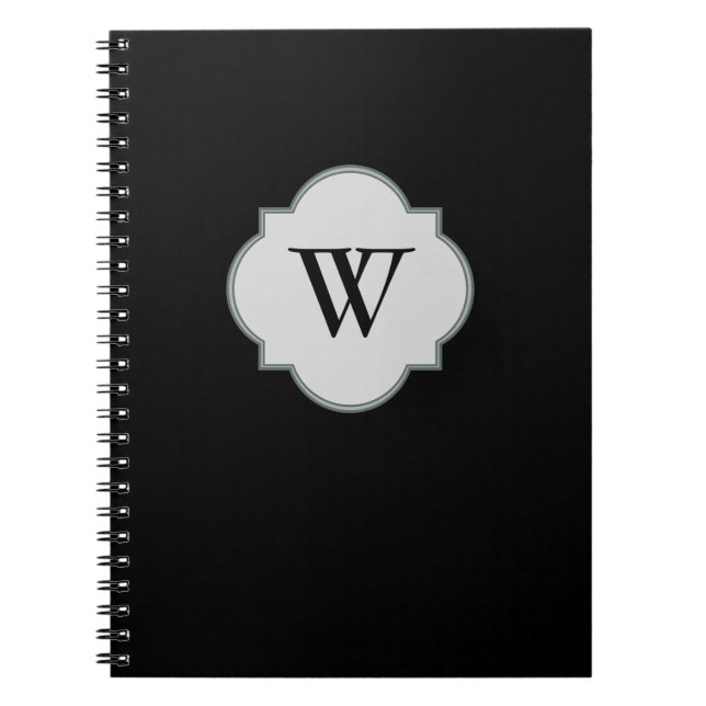 Solid Black Monogram template Spiral Notebook (Front)