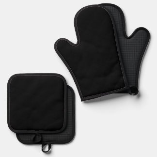 Solid black oven mitt & pot holder set