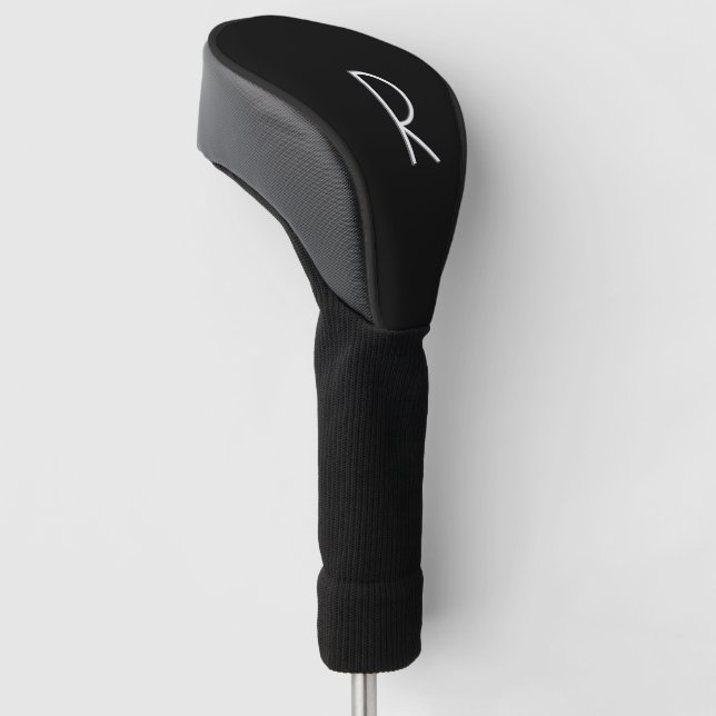 Solid Black Personalised Golf Head Cover (Angled)