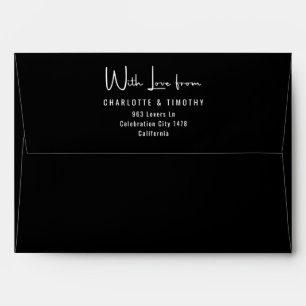 Solid Black Script With Love From Wedding Envelope