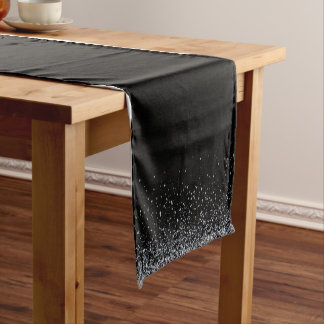 Solid Black & Silver Glitter | Table Runner