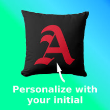 Solid Black Simple Minimalist Red Initial Monogram