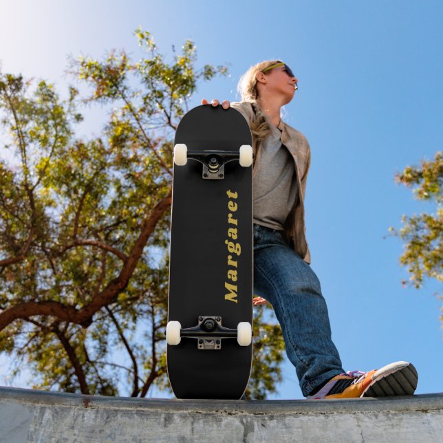 Solid Black Skateboard with Your Name in Style (Outdoor 1)