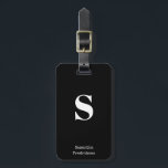 Solid Black White Monogram Name Stylish Typewriter Luggage Tag<br><div class="desc">Solid Black White Monogram Name Stylish Typewriter Luggage Tag for your travels and vacation,  customise this stylish bag tag it with your own initial monogram and name.</div>