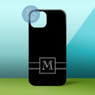 Solid Black with Traditional White Monogram