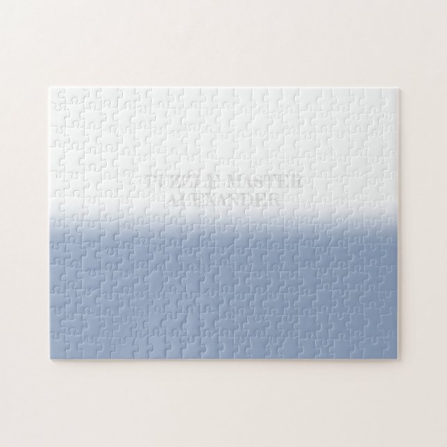 Solid Blue and White Secret Message Personalised Jigsaw Puzzle (Horizontal)