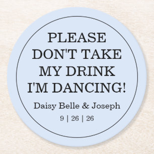 Solid Blue Wedding Round Paper Coaster