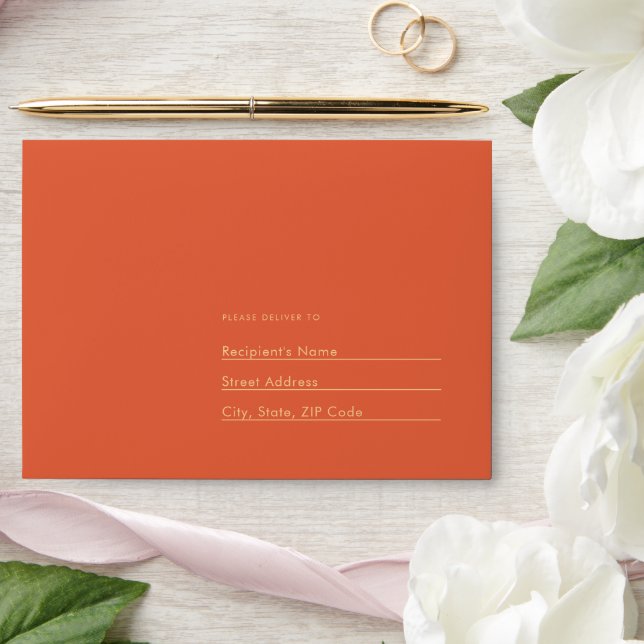 Solid bold Bright orange modern wedding Envelope (Wedding)