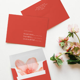 Solid bold Grapefruit Red modern wedding Envelope