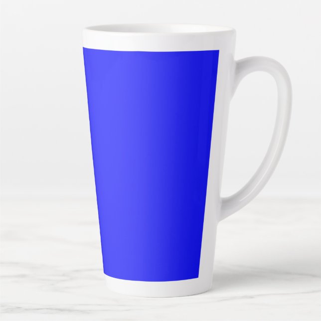 Solid Bright Blue Colour Minimalist Plain Latte Mug (Right)