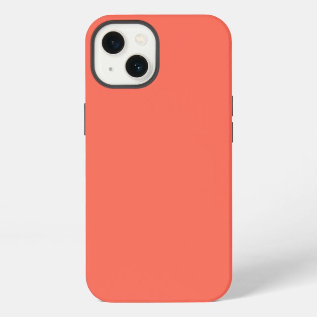 Solid bright coral iPhone case (Back)