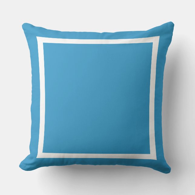 Solid bright light blue plain pillow (Front)