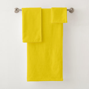 Solid bright lightning yellow bath towel set