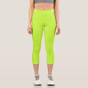 Solid bright lime light green capri leggings