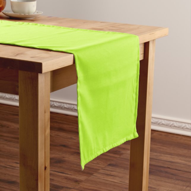 Solid bright lime light green short table runner (In Situ)
