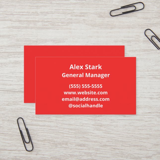 Solid Bright Red Business Cards (Front/Back In Situ)