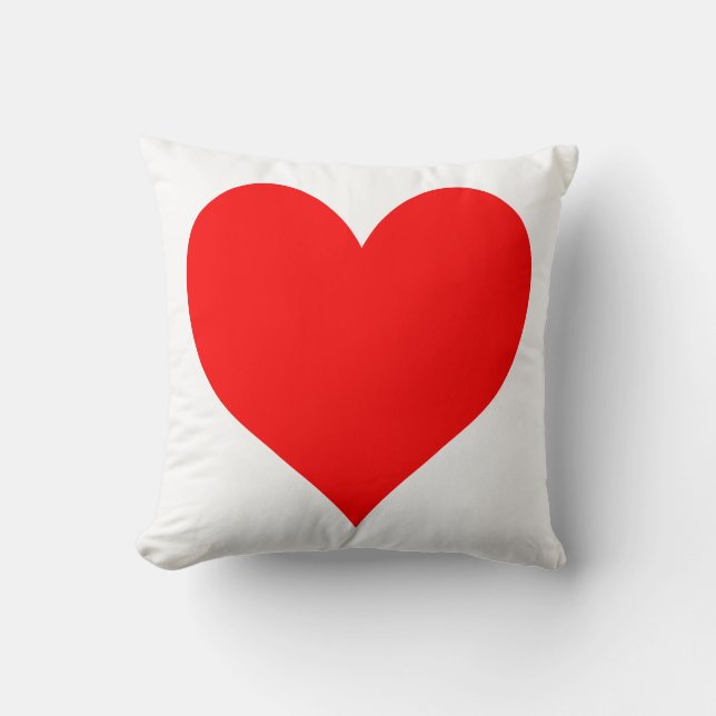 Solid Bright Red Cute Heart Cushion (Front)