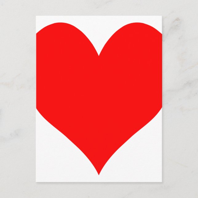 Solid Bright Red Cute Heart Postcard (Front)