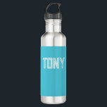 Solid Bright Sky Blue Custom Name Monogram 710 Ml Water Bottle<br><div class="desc">- Solid,  bold,  minimalist design with customisable name,  font,  font size or font colour... . It's very fun and playful!</div>