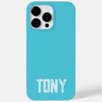 Solid Bright Sky Blue Custom Name Monogram