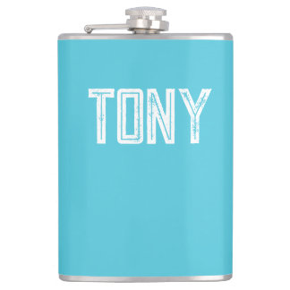 Solid Bright Sky Blue Custom Name Monogram Hip Flask